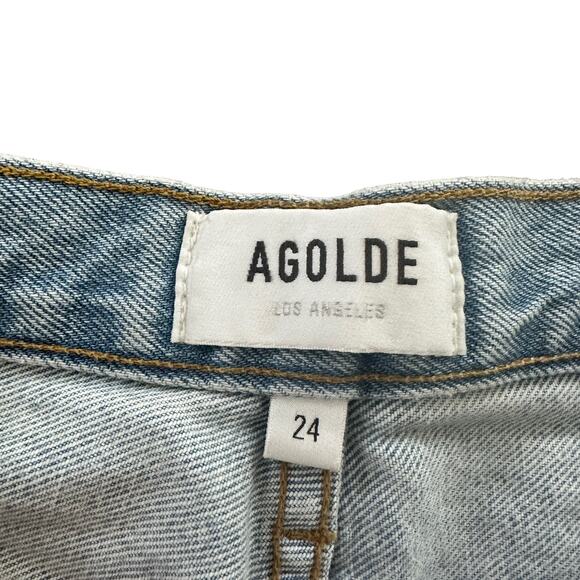 AGOLDE Riley High Rise Straight Crop Jean Clear Skies Distressed - Picture 4 of 9